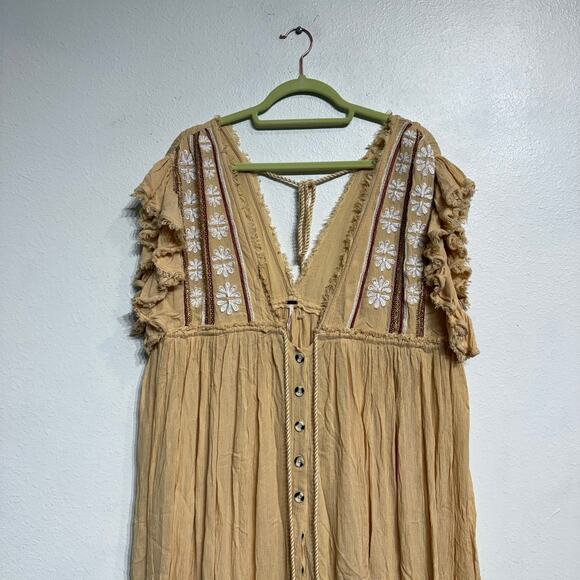 Free People Bali Will Wait For You Embroidered Midi Dress Sz L - Picture 3 of 12